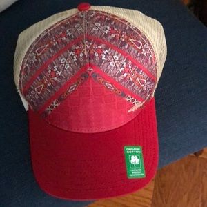 Prana red trucker hat